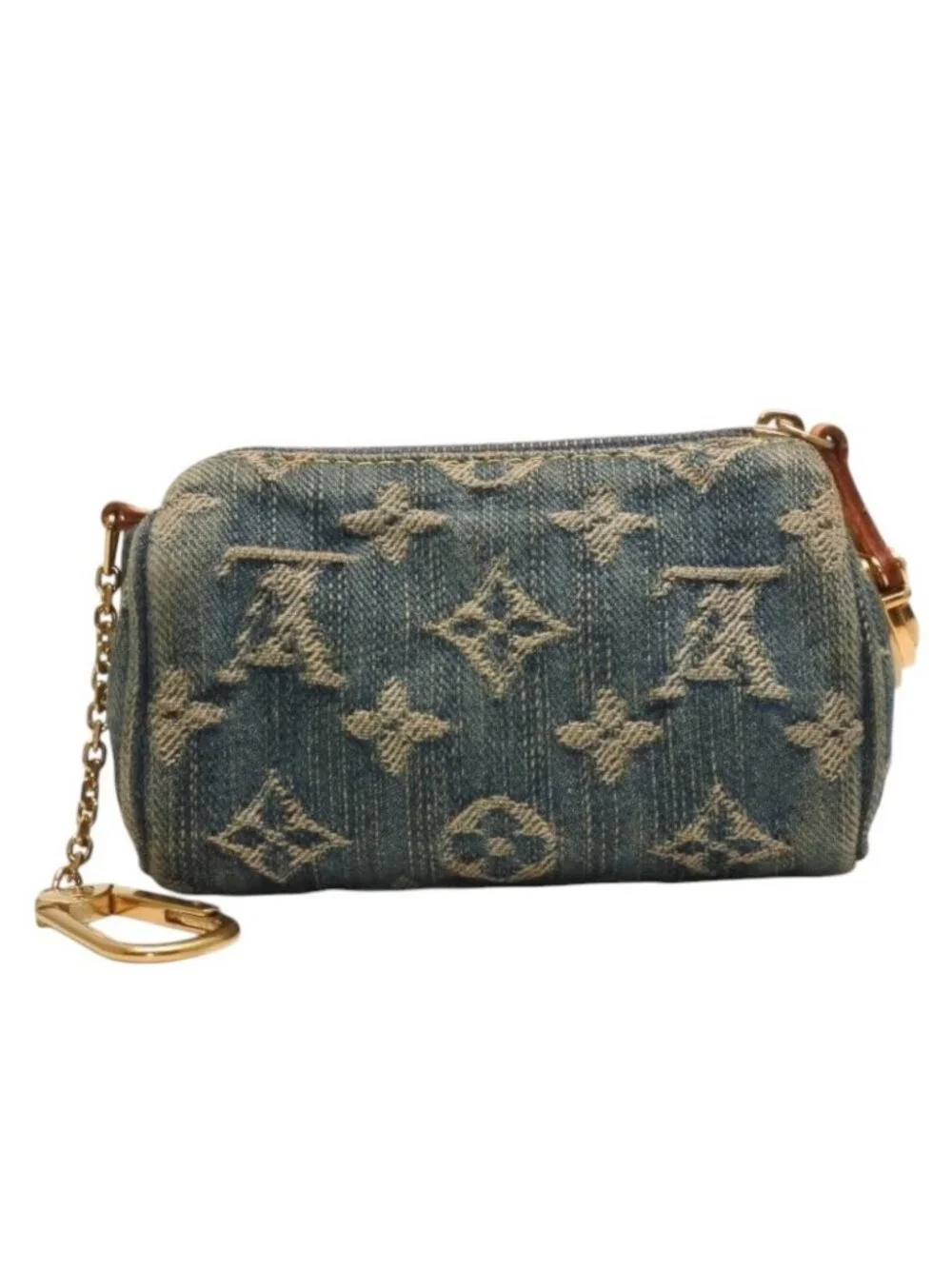 Louis Vuitton Monogram Denim Mini Trousse Speedy PM Strap Blue Handbag
